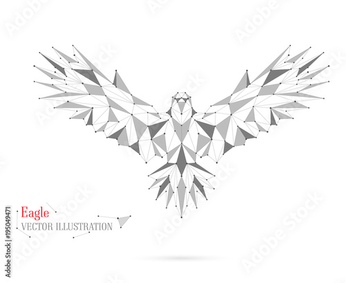 Geometric bird polygon with triangles, circles, and lines. Abstract. Vector illustration. Eagle.