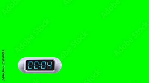 50 second Real time Digital Timer, isolated. Customizable: just stop the timer at the second you want. White watch case, blue dial. Left version. Green screen - Chroma key.