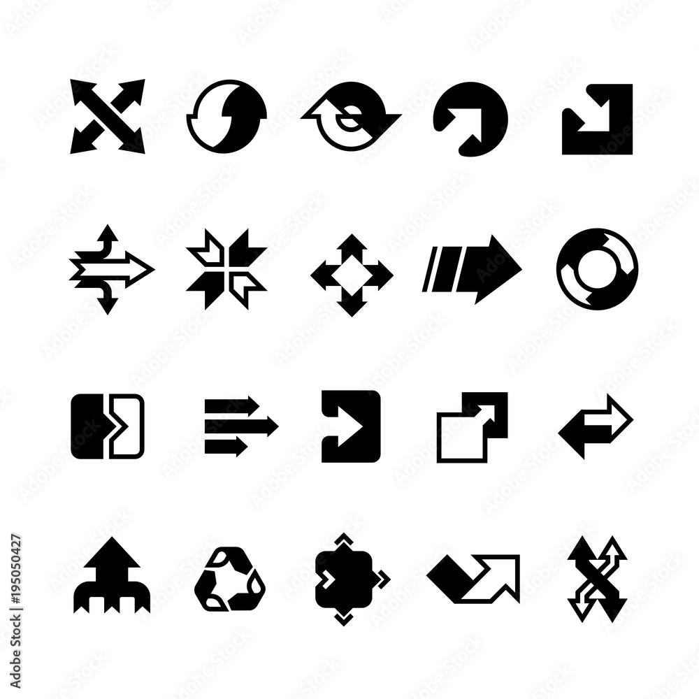 Complex business transition, transform arrows and paths vector icons Complex business transition, transform arrows and paths vector icons