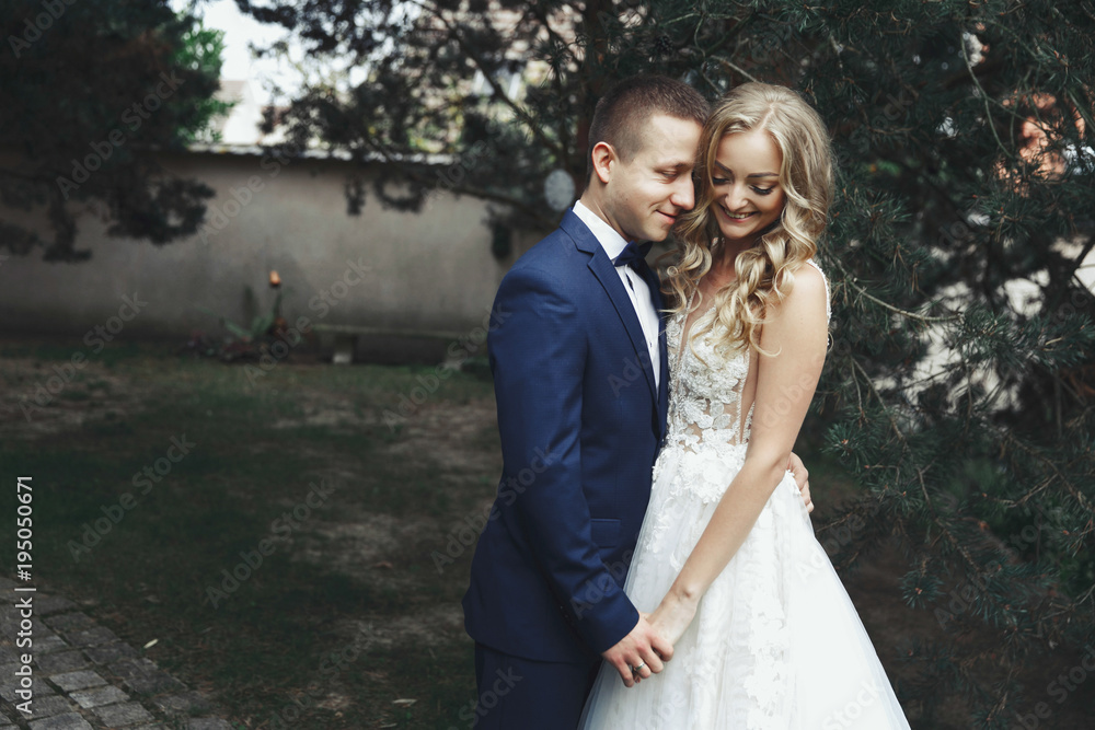 Meeting of bride and groom in a summer park Meeting of bride and groom in a summer park