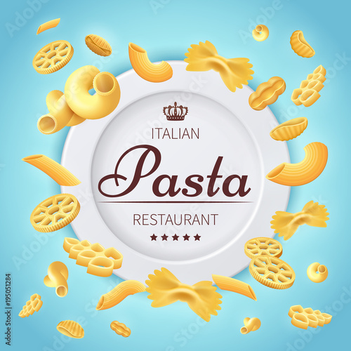 Pasta italian restaurant traditional kitchen food vector background