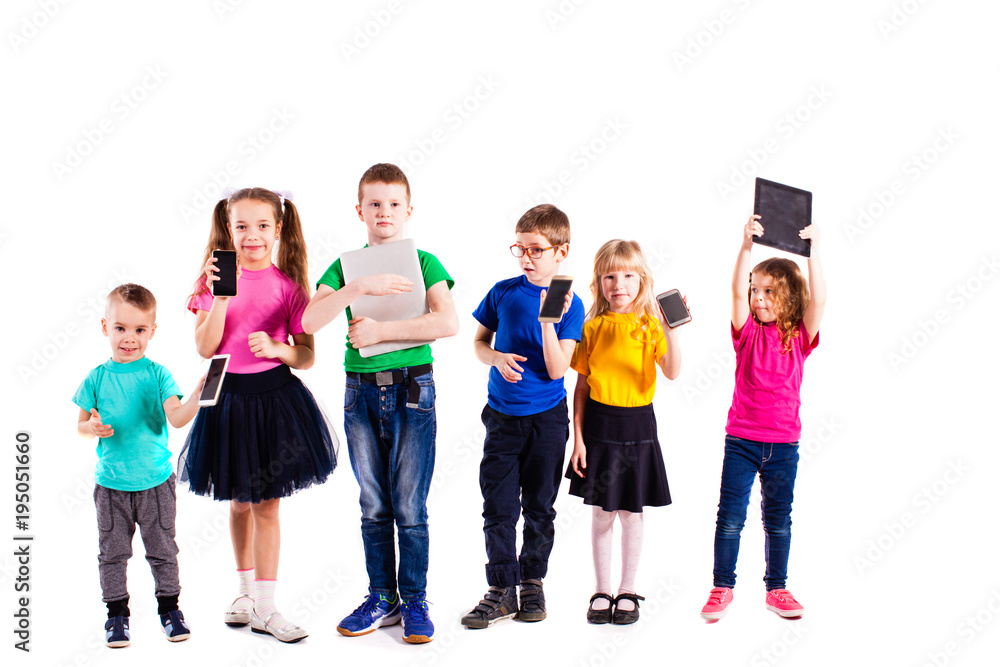 Fototapeta premium The children with gadgets 