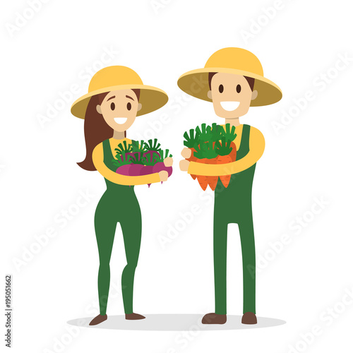 Isolated gardener couple.