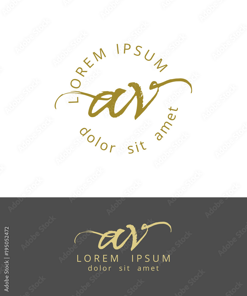 A V. Initials Monogram Logo Design. Dry Brush Calligraphy Artwork A V. Initials Monogram Logo Design. Dry Brush Calligraphy Artwork