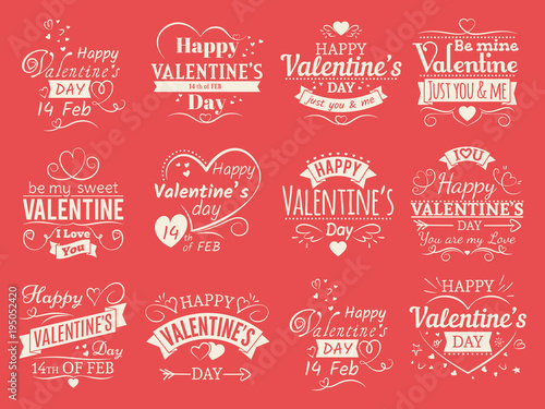 Vintage valentines day vector banners for love greeting card - love typographic emblems design