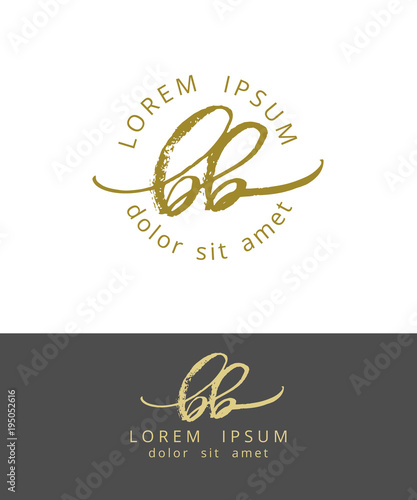 B B. Initials Monogram Logo Design. Dry Brush Calligraphy Artwork