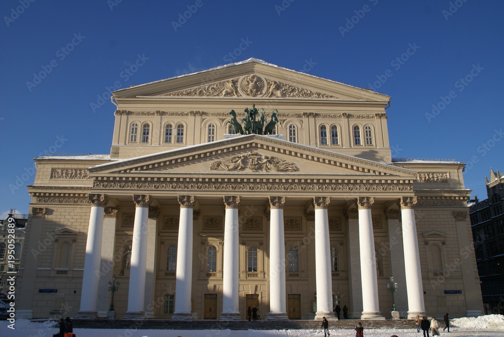 Bolshoi theatre in Moscow, the main theatre, historical and cultural attraction of Russia