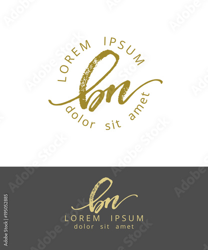 B N. Initials Monogram Logo Design. Dry Brush Calligraphy Artwork