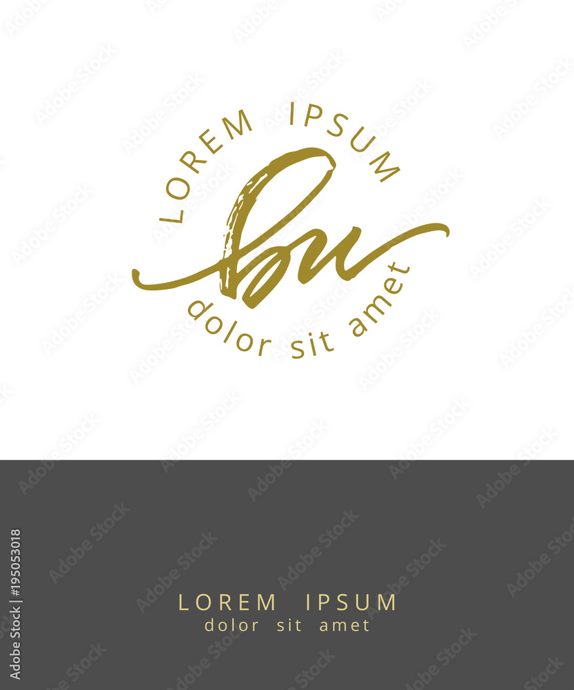 B U. Initials Monogram Logo Design. Dry Brush Calligraphy Artwork Stock ...
