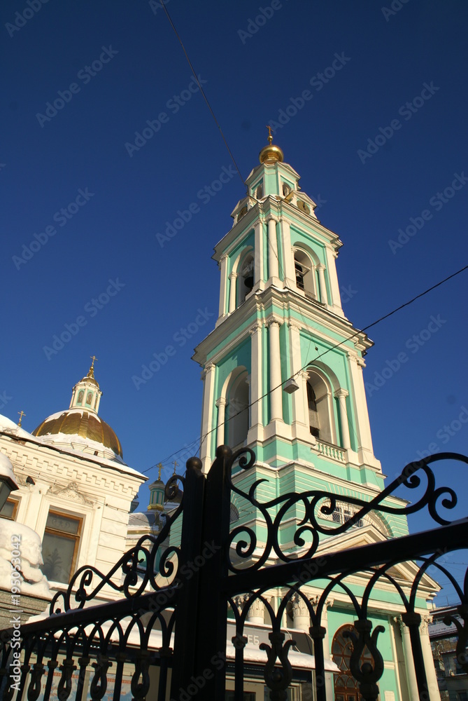 Fototapeta premium Bloch's Church on Baumanskaya in Moscow - the pride of Russian Orthodoxy, Russia, winter