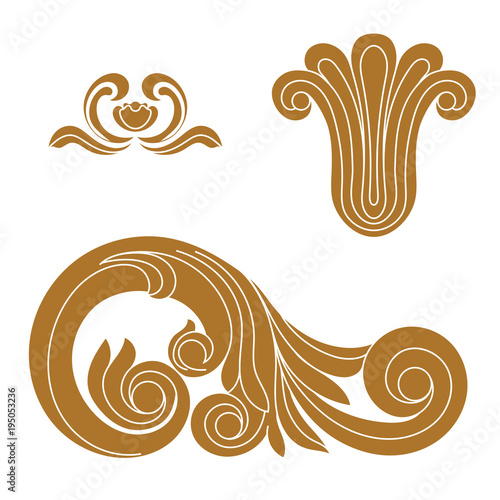 Golden vintage baroque ornament, corner. Retro pattern antique style acanthus. Decorative design element filigree calligraphy vector. - stock vector