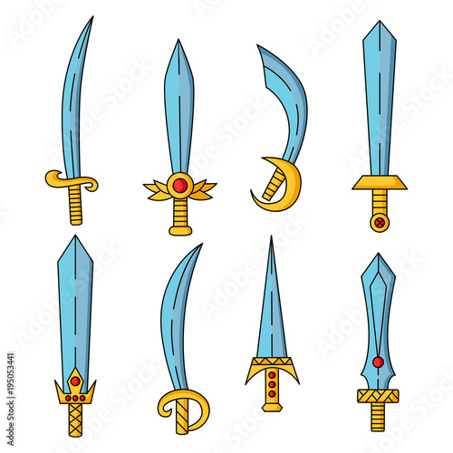 Swords knifes vector set