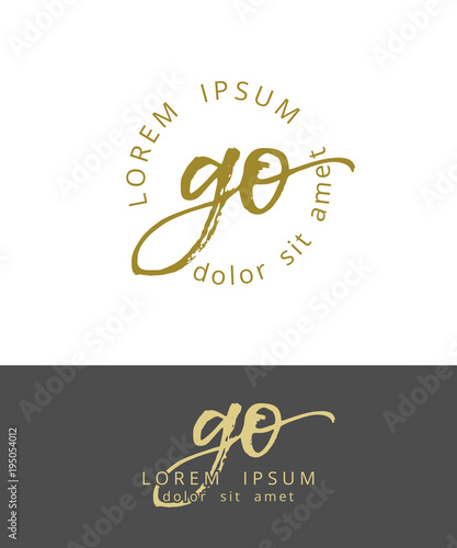G O. Initials Monogram Logo Design. Dry Brush Calligraphy Artwork