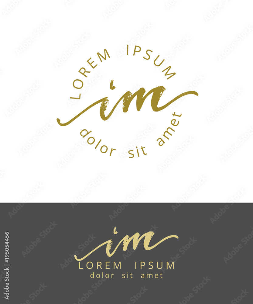I M. Initials Monogram Logo Design. Dry Brush Calligraphy Artwork - obrazy, fototapety, plakaty 