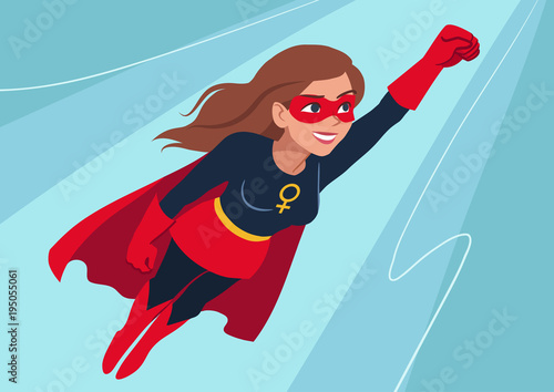 Canvas Print Superhero woman in flight