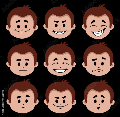 Set of flat icons with people facial expressions. Positive and negative emotions. Character with different expressions