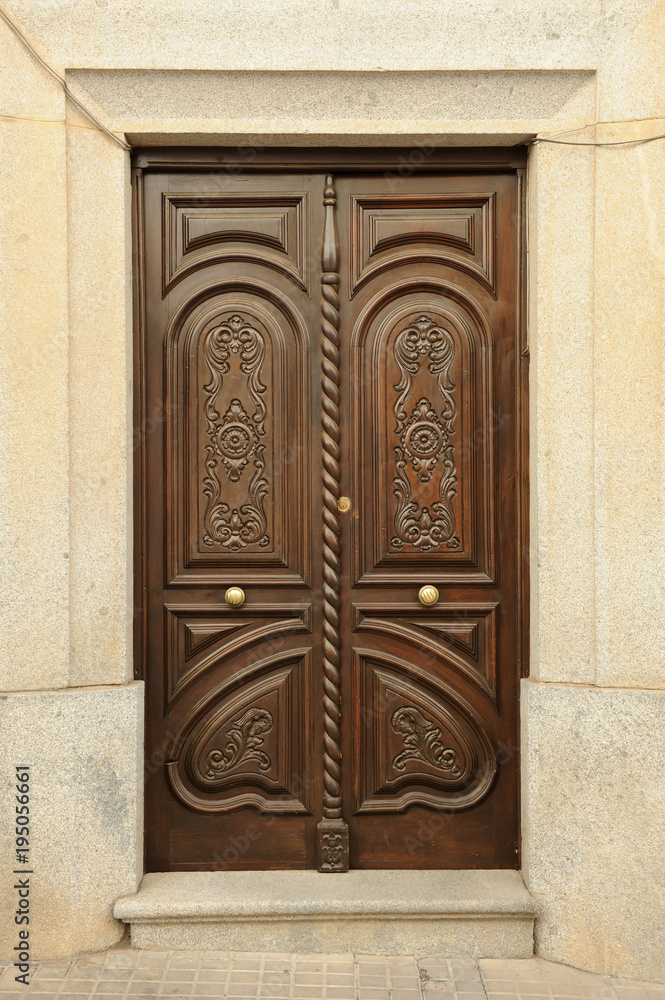 Puerta de casa señorial en Almendralejo, provincia de Badajoz, Extremadura, España