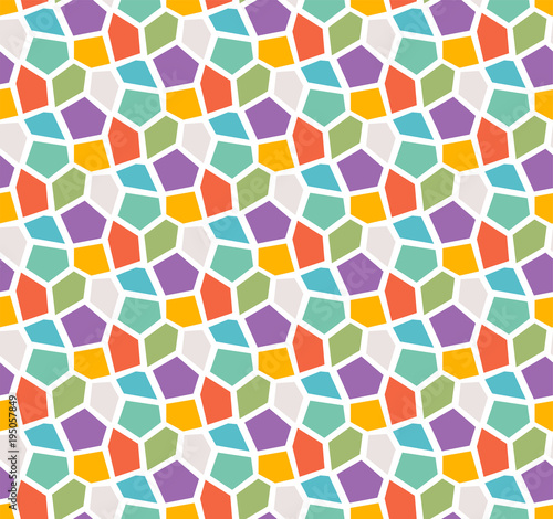 Seamless Vector Mosaic Pattern. Irregular cells background. Voronoi texture.