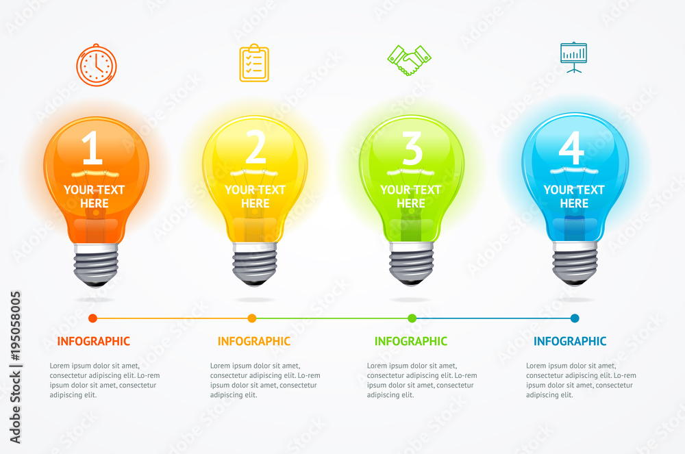 Business Infographic Electric Light Bulb Banner Card. Vector Business Infographic Electric Light Bulb Banner Card. Vector