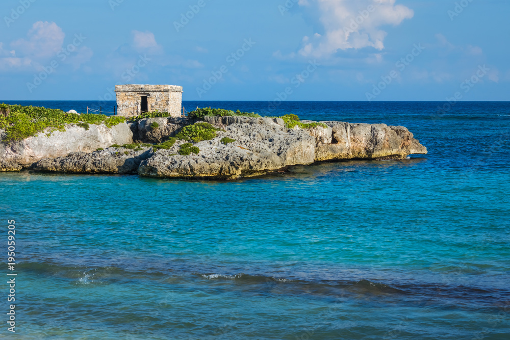 Landscape, seascape of Caribbean coast and Mayan Ruins. Quintana Roo, Mexico, Cancun, Riviera Maya Landscape, seascape of Caribbean coast and Mayan Ruins. Quintana Roo, Mexico, Cancun, Riviera Maya