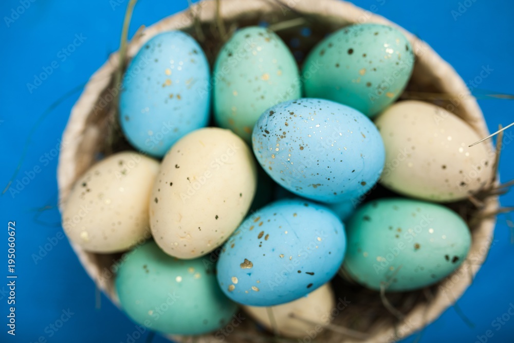 Easter eggs on blue background Easter eggs on blue background