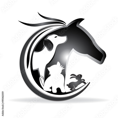 Logo of a horse, dog, cat and rabbit vector icon design