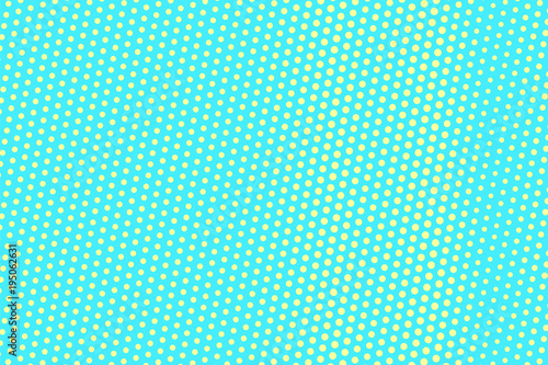 Turquoise yellow dotted halftone. Vertical sparse dotted gradient.