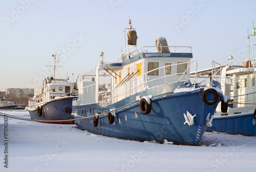 ruver tugboats during wintering in the backwaters photo