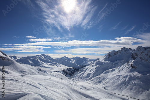 Landscape at Ski Resort in Arlberg Mountains. Austria