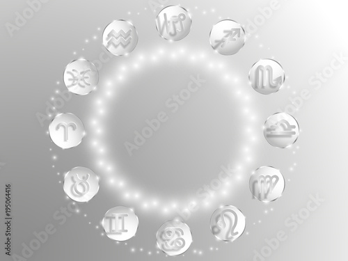  Zodiac circle on a white background.