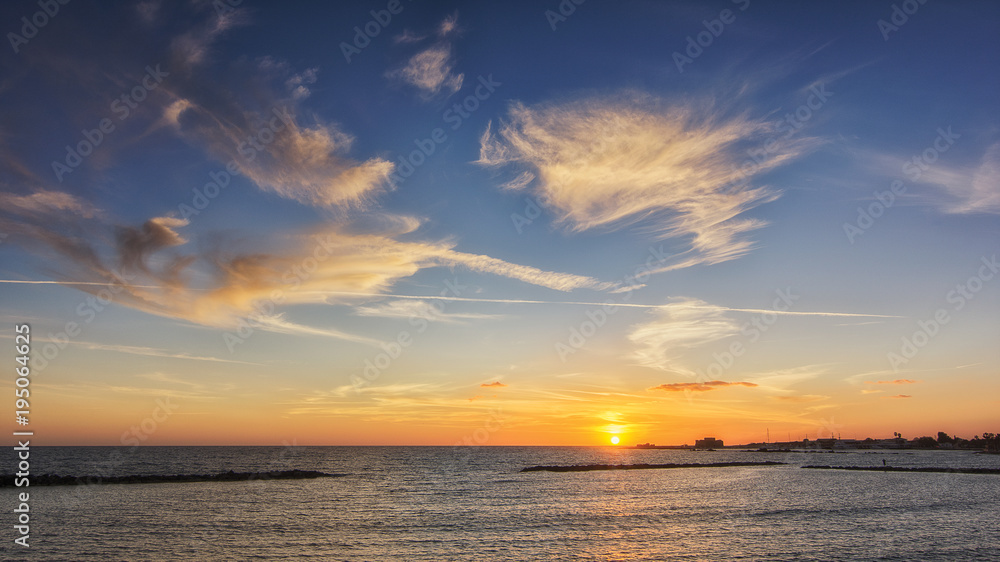 Sunset Paphos Cyprus holiday resort