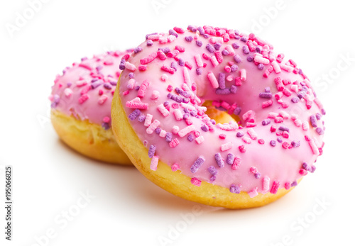 Pink sweet donuts.