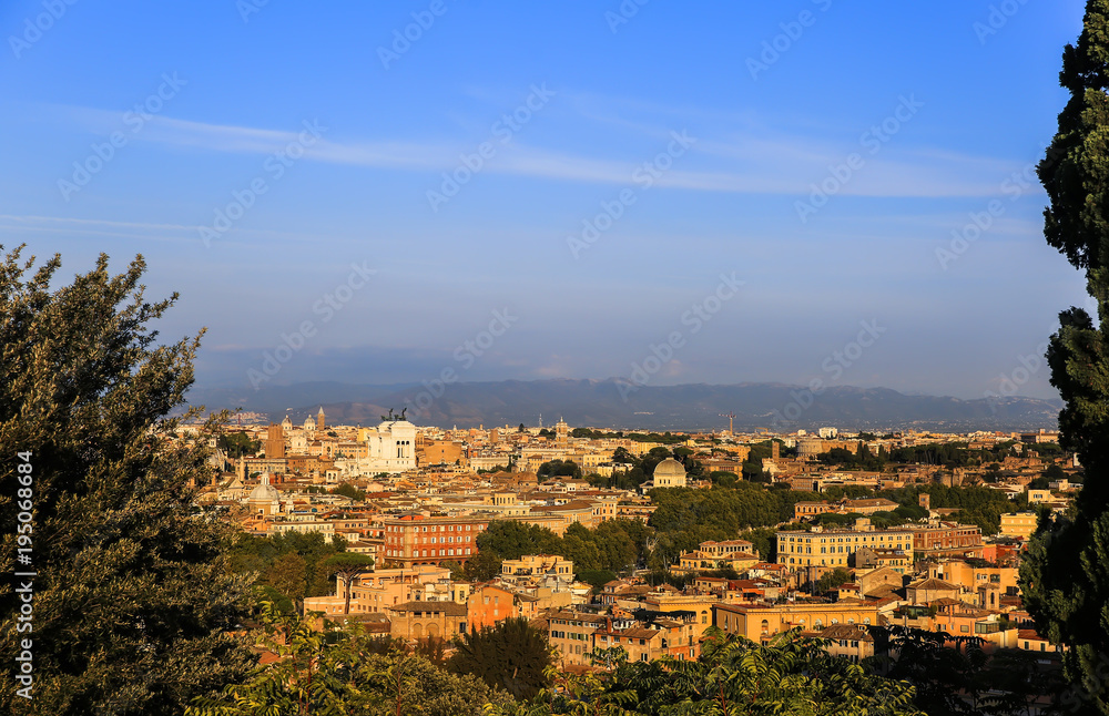 Panorama of old town in city of Rome, Italy