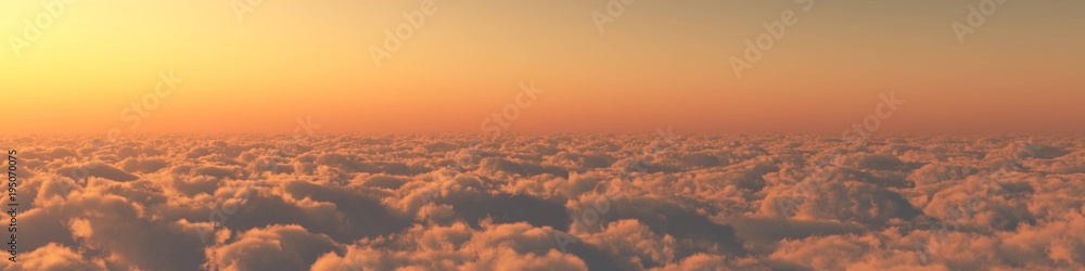 heaven, sunset over the clouds
3D rendering