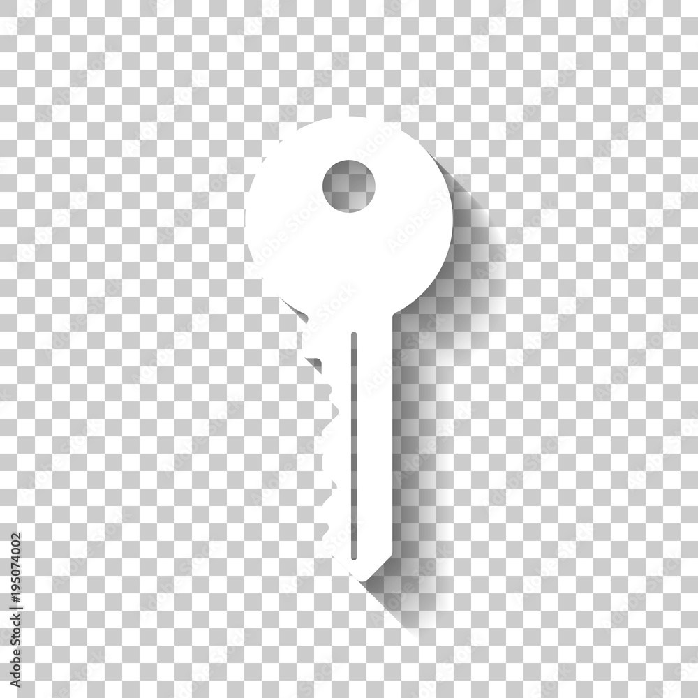 key icon. White icon with shadow on transparent background key icon. White icon with shadow on transparent background