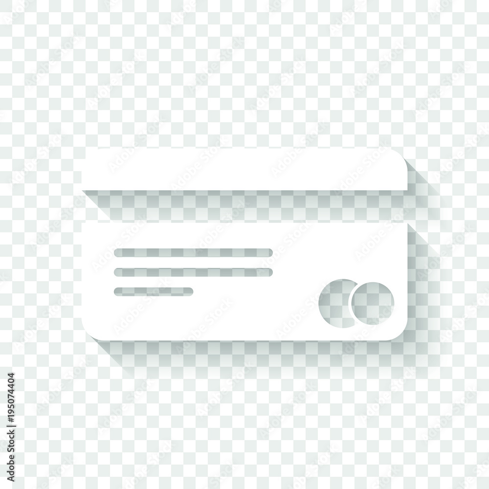Plastic Credit Card Icon. White Icon With Shadow On Transparent Background  Stock Vector | Adobe Stock