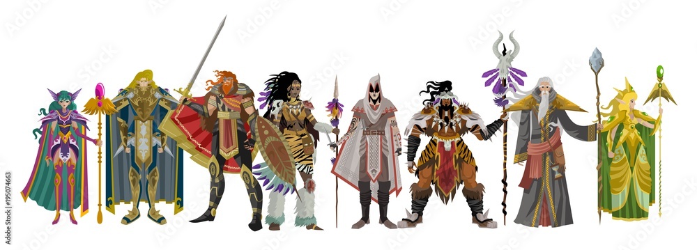 Naklejka premium postacie rpg fantasy