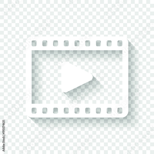 video icon. White icon with shadow on transparent background