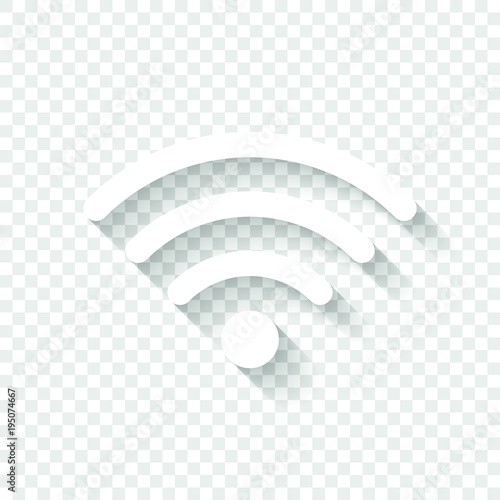 wi-fi icon. White icon with shadow on transparent background