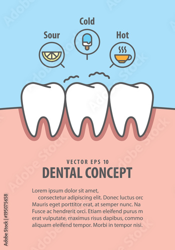 Layout Sensitive teeth illustration vector on blue background. Dental concept.
