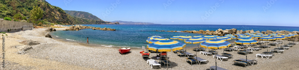 Favazzina beach in summer season, Calabrian coast Favazzina beach in summer season, Calabrian coast