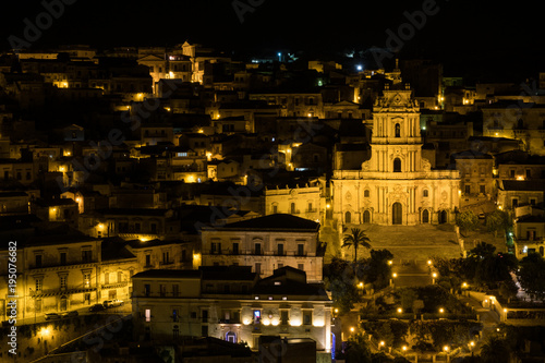 A night panorama of Modica, Sicily