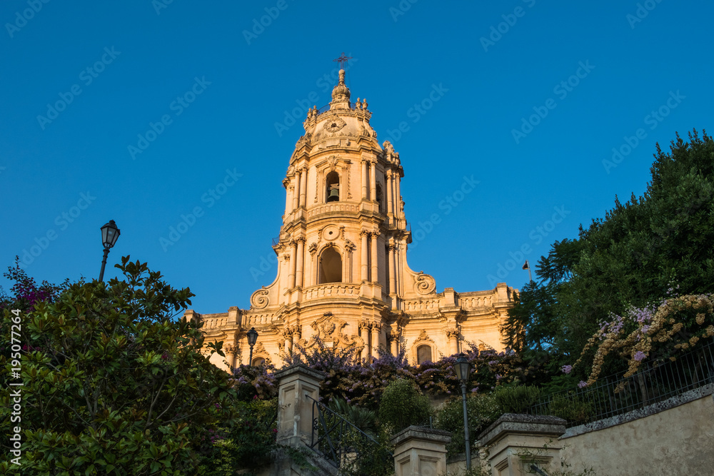 The facade of the Saint George Cathedral of Modica, Sicily