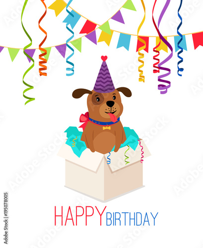 Happy birthday puppy in box card