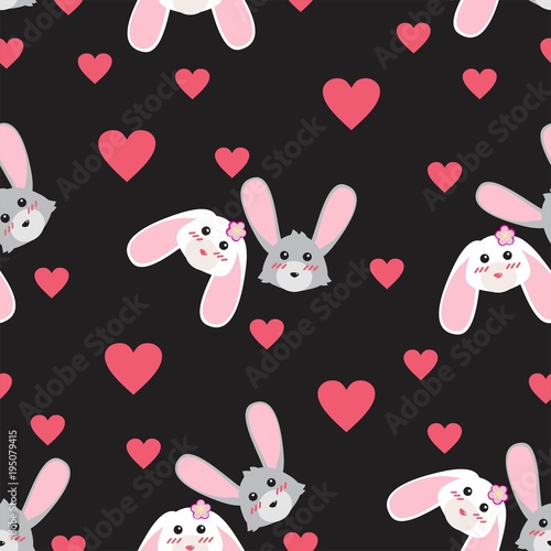 Fototapeta Naklejka Na Ścianę i Meble -  cute bunny rabit seamless pattern design