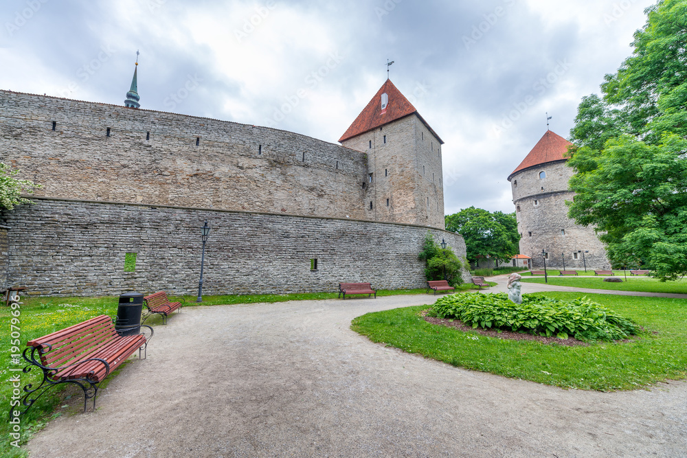 Ancient walls, towers and gardens of Tallinn, Estonia Ancient walls, towers and gardens of Tallinn, Estonia