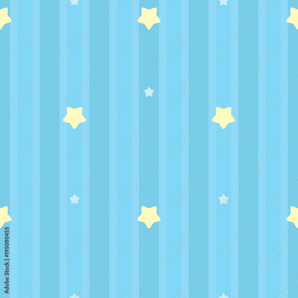 custom made wallpaper toronto digitalSymmetrical and seamless striped blue pattern with yellow and white stars. Gift wrap background, children's bedroom, baby nursery wallpaper, scrapbook wrapping paper. Vector Illustration.