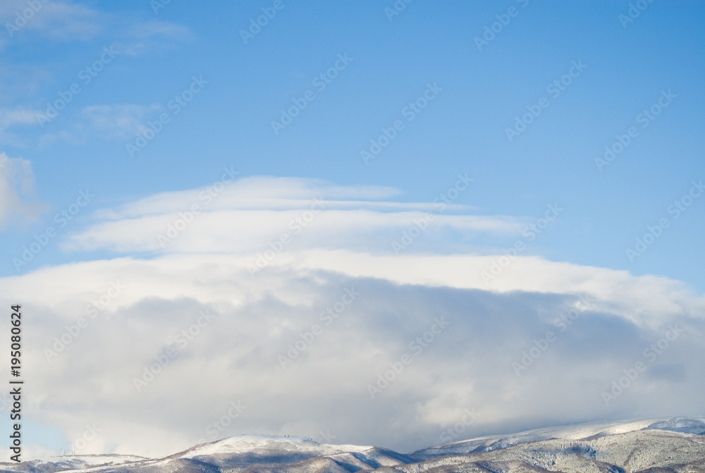 冬　山　雪　空　雲　素材