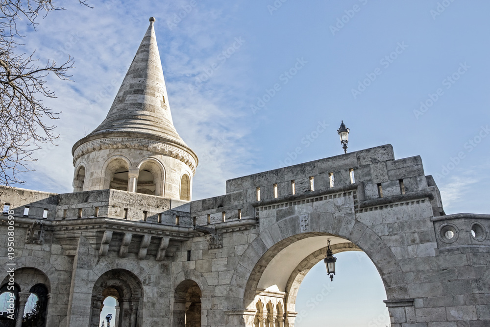 Architecture of Fisherman's Bastion in Budapest