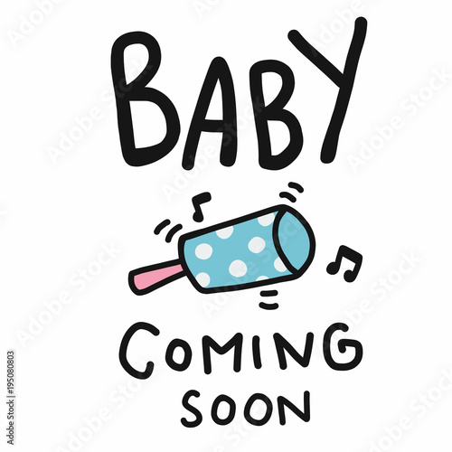 Baby coming soon word cartoon vector illustration